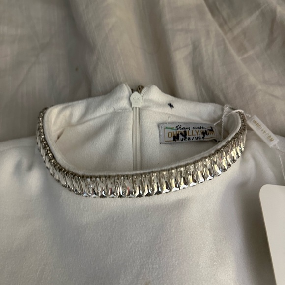 NWT Oh Polly Bling It On Diamante Suede Mini Dress in White (D3) - Picture 4 of 6